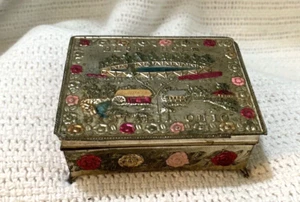 VINTAGE BLUE HOLE CASTALIA OHIO TRINKET BOX - Picture 1 of 13