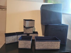 Mdesign Set Of 9 Fabric Organizer Bins Storage Drawer Closet Organizer Navy Nwob - Picture 1 of 12