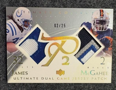 Camiseta deportiva Ultimate Collection 2003 usada en juegos doble/25 parches Edgerrin James Mcgahee Foto 1 de 2