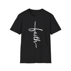 Faith Cross T-Shirt, Spiritual, Faith Christian Tee, Unisex Premium Cotton - Picture 1 of 49