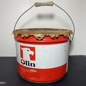 "Fertilizante Olin de colección lata mango de madera vacío 8,75"" x 12"" agricultura raro" - Imagen 1 de 17