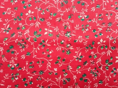 Concord Fabrics Calico 1 yd Christmas Holiday Vintage 44"w Red Green Tiny Floral - Image 1 of 4