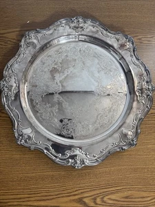 Chantilly By Gorham Medium Chased Platter Tray Silver Plate 15” Round Scallop - Picture 1 of 4