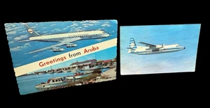 ALM KLM Airlines Postkarte Lot Aruba unbesendet niederländisches Flugzeug Karibik - Bild 1 von 12