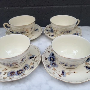 4 tazas y platillos de té/café ZSOLNAY ACIANO Demitasse HUNGRÍA AZUL BLANCO - Imagen 1 de 12
