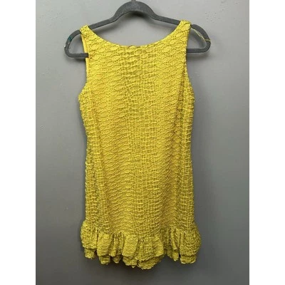 Muse Anthropologie Kick Butt Dress Womens 4 Yellow Textured Short Ruffles - Image 1 of 4