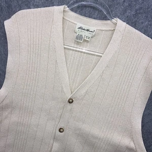 Vintage Eddie Bauer Knopfleiste Pullover Weste Herren XL Creme Klassisch Opa - Bild 1 von 7