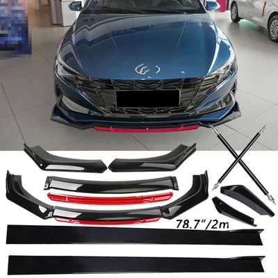 Front Bumper Lip Chin Splitter Spoiler Side Skirt Black Red For Hyundai Sonata — 第 1/4 张图片