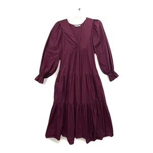 Vestido Happy Nature Midi 100% Algodón Para Mujer S a M Bolsillos Pradera Boho Granate - Imagen 1 de 15