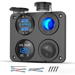 12 Volts Prise USB RV Accessoire 12V Panneau Commutateur Marine, Double PD30W et... - Photo 1 sur 10