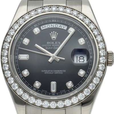 ROLEX Day-Date 2 Watch 10P Diamond Diamond Bezel 218349A(G) K18WG mensWatch ... - Image 1 of 4