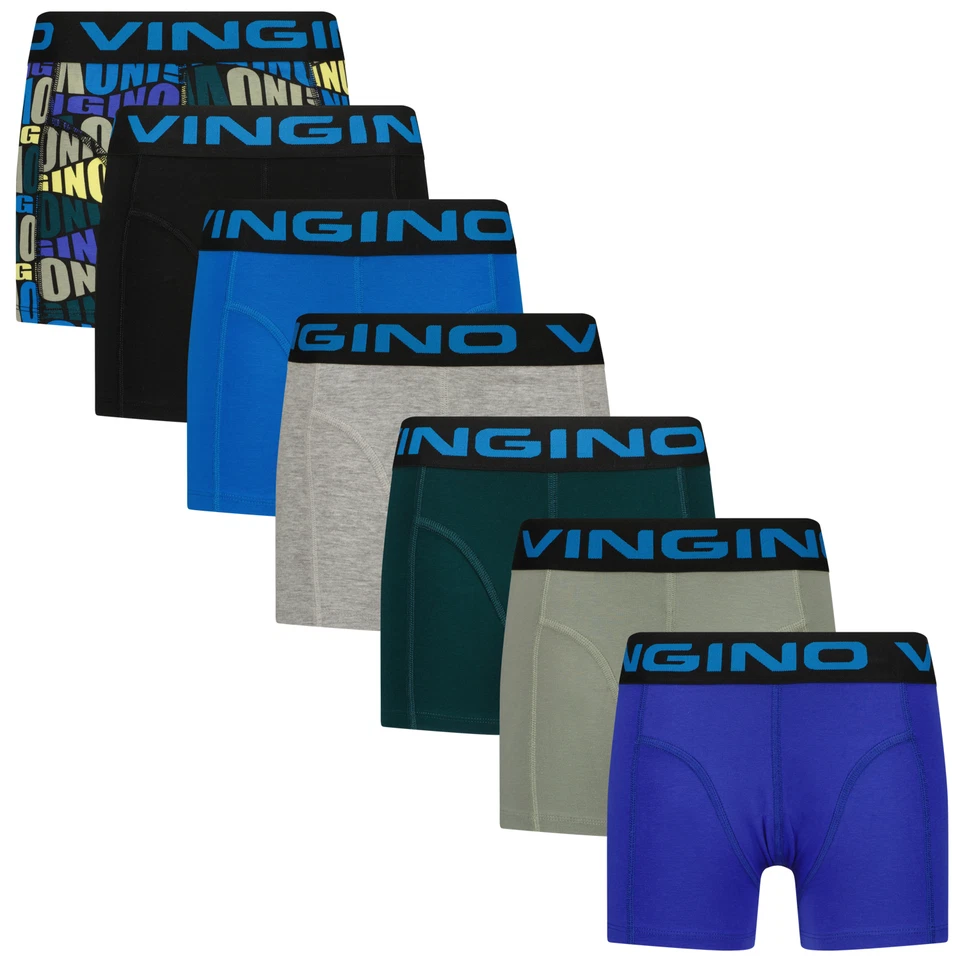 Vingino Boys Boxershorts Blue Black 7 Pack Unterwäsche 158 164 170 176 XL XXL