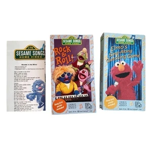 Sesame Street VHS Tape Lot Rock & Roll Poster & Elmo’s Sing Along Guessing Game - Picture 1 of 7