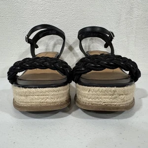 Scarpe Time And Tru donna misura 9,5 nere zeppa sandali espadrillas cinturino intrecciato - Foto 1 di 11