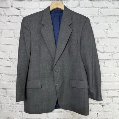 Savile Row Blazer Jacket Men 42R Grey Wool 2 Button Houndstooth Lined Sport Coat - Image 1 of 4