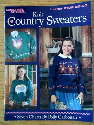 Country Sweaters Knit Polly Carbonari Leisure Arts LA 2109 1991 - Image 1 of 2