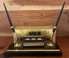 Vintage Black Perpetual Desk Calendar Gold Pen Stand Made in Taiwan New in Box