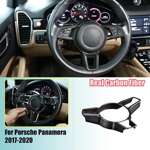 Real Carbon Fiber Steering Wheel Trim For Porsche Panamera 4 4 E-Hybrid 2017-20 - Picture 1 of 21