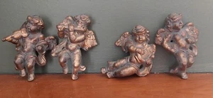Figuras figurativas vintage de adornos de querubines de música arte de pared de ángeles de cerámica - Imagen 1 de 7