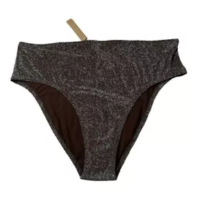 Parte inferior de bikini de natación SKIMS talla grande 4X nueva con etiquetas $98 marrón brillante tiro alto raro - Imagen 1 de 9