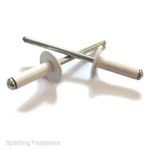 White Metric Aluminium/Steel Blind Pop Large Flange Dome Head Rivets - Picture 1 of 1