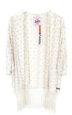 Superdry Ibiza Print Kimono Cardigan Femmes Petit 3/4 Manches à Motifs Glands