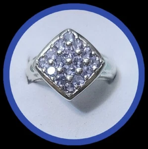 Silver Ring With Light Blue 16 small gems Size6 3/4 - Picture 1 of 3
