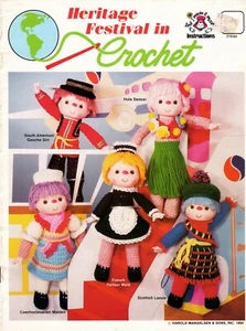 Heritage Festival in Crochet Leaflet 019-89 Hula & Paris Dancer, Alpine Girl NOS - Picture 1 of 4