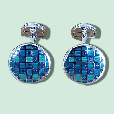 Gemelos - Gemelos redondos plateados genuinos Paul Smith, azules y verdes - Hechos en Reino Unido Foto 1 de 4