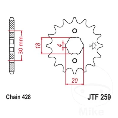 JT Front Sprocket 15 T 428 P JTF259.15 For SYM Wolf 125 N SB12N 14-16 - Image 1 of 4