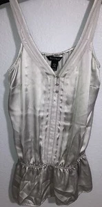 White House Black Market 100 % Seide silber Tank Camisole ärmellose Bluse Gr. XS - Bild 1 von 6