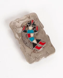 Vintage Enameled Kachina Frontier Belt Buckle Nickel Silver  - Picture 1 of 3