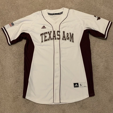 Texas A&M Aggies Adidas Baseball Player Worn Jersey White/Maroon Embroidered Cover