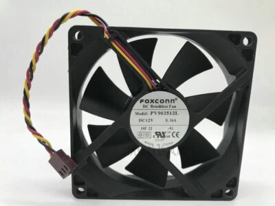 Foxconn PV902512L 9CM 9025 12V 0.16A 3-wire silent chassis cooling fan - Image 1 of 3