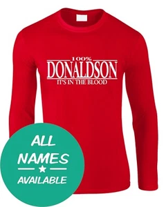 T-shirt uomo manica lunga cognome 100% tutto qualsiasi regalo nome famiglia compleanno riunione - Foto 1 di 5