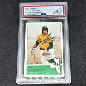 1983 Fritsch Jose Canseco XRC #13 PSA Mint 9 Auto 10 Signed Rookie Madison - Picture 1 of 2