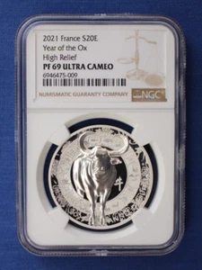 2021 France Silver Proof 10 Euro coin "Year of the Ox" NGC Graded PF69 with COA - Picture 1 of 3