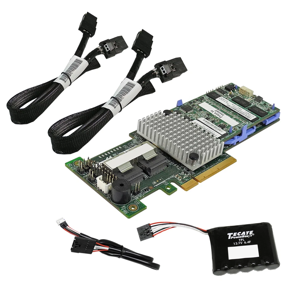 IBM ServeRAID M5110 6Gb/s RAID Controller L3-25422-27E 90Y4449 +BBU +2x Cables - Image 1 of 4