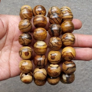 Borneo Zebra Agarholz Armband 16 mm Aetoxylon Gaharu 14 Perlen Aloesholz - Bild 1 von 6