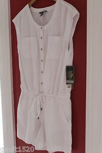 Neu mit Etikett LRL Lauren Jeans Co. Ralph Lauren kurzer Strampler weiß Baumwolle Tencel 14 125 $ - Bild 1 von 8
