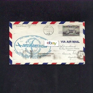 PANAMERIKANISCHER 1. FLUGBRIEF MIAMI NACH BUENOS AIRES ARGENTINIEN 10.11.1947 15. JAHR - Bild 1 von 1