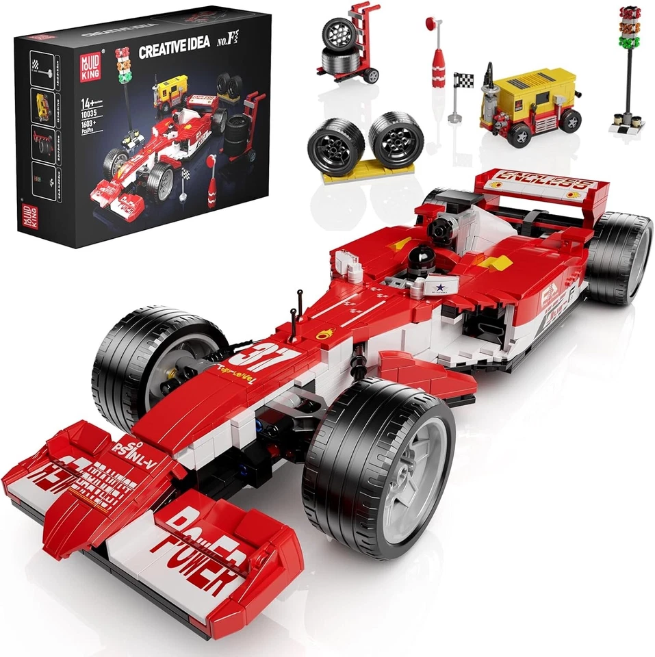 Mould King 10035 F1 Pit Stop Scene Model Building Set Race Car Toy Set 1,603 Pcs - Image 1 of 4