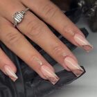 Simple Lines Press on Nails Fake Nails Ballerina Long French Glitter Foil