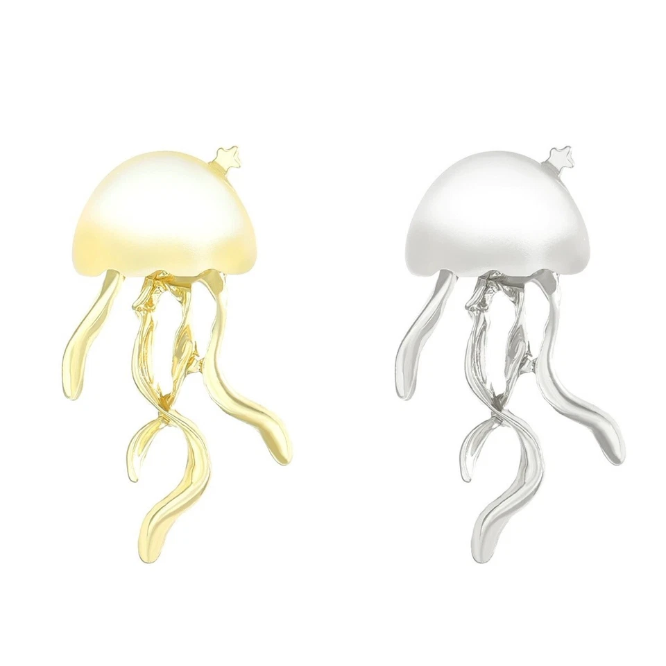 925 Placcato Argento Meduse Animale Carino Cristallo Bottone Goccia Punk Regalo - Immagine 1 di 1