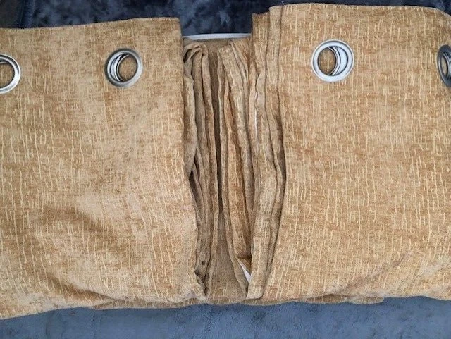 NEXT Heavyweight Chenille Ochre Yellow THERMAL INSULATE 168X183 CM CURTAINS - Image 1 of 4