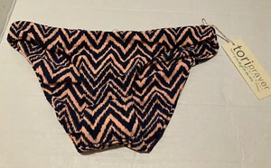 NWT Tori Praver Swimwear Seafoam bikini Bottom S Navy Blue & Peach - Picture 1 of 4