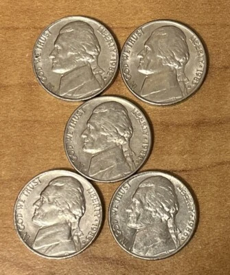 1982-D , 1983-D , 1984-D , 1985-D , 1986-D  Jefferson Nickels  ( set of 5 ) - Image 1 of 2