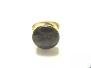 Silberring mit schwarz - grauem Stein vergoldet (925er) OM2797 - Bild 1 von 2