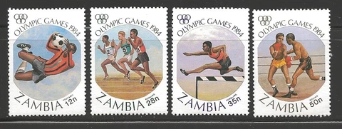 Zambia - Scott #304-7 Olympic Games 1984 MNH Set Soccer Boxing Track & Field Cover