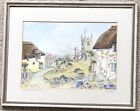 Joyce Hill Framed Ink & Watercolour The Village Green Lustleigh Dartmoor Devon